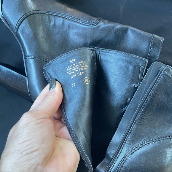 New Nine West Bredeo Leather Inside Zipper Tie Detail Hi Heel Ankle Boot 10M 10 - Picture 9 of 14